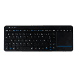 Clavier multimédia noir, azerty, sur fond blanc