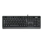 Clavier filaire noir azerty, vue de face.