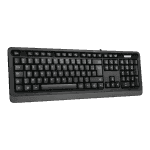 Clavier noir azerty en vue inclinée droite.