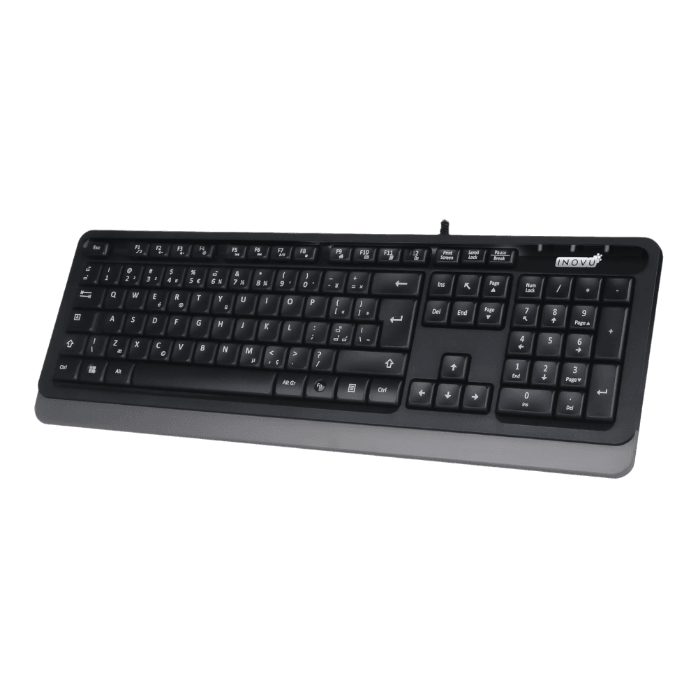 Clavier noir et filaire vue oblique gauche.